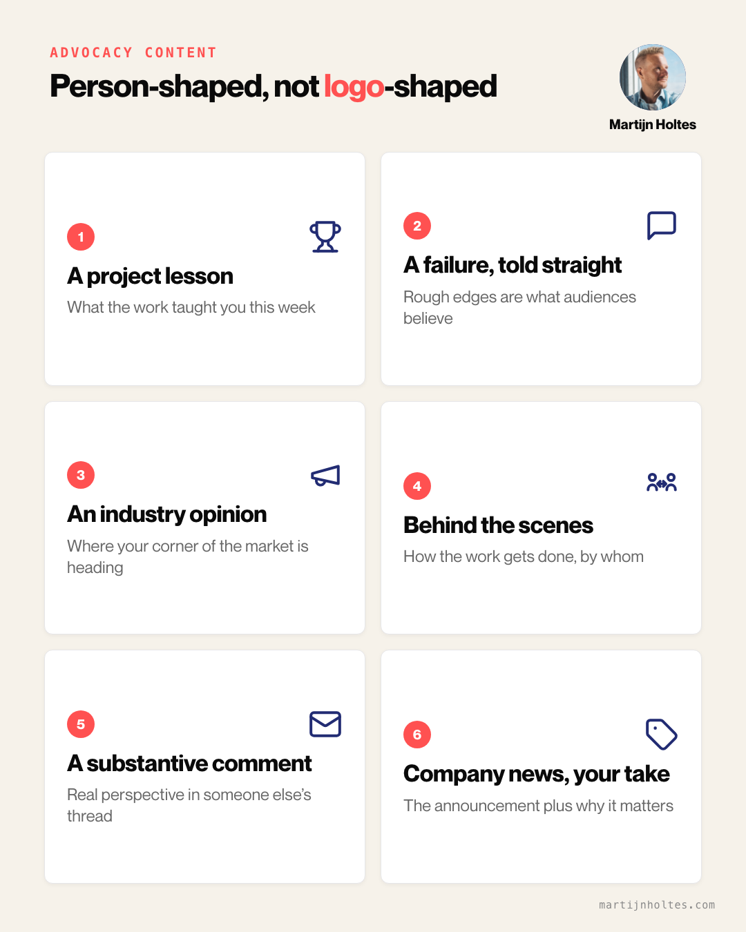 Six person-shaped content types that count as employee advocacy