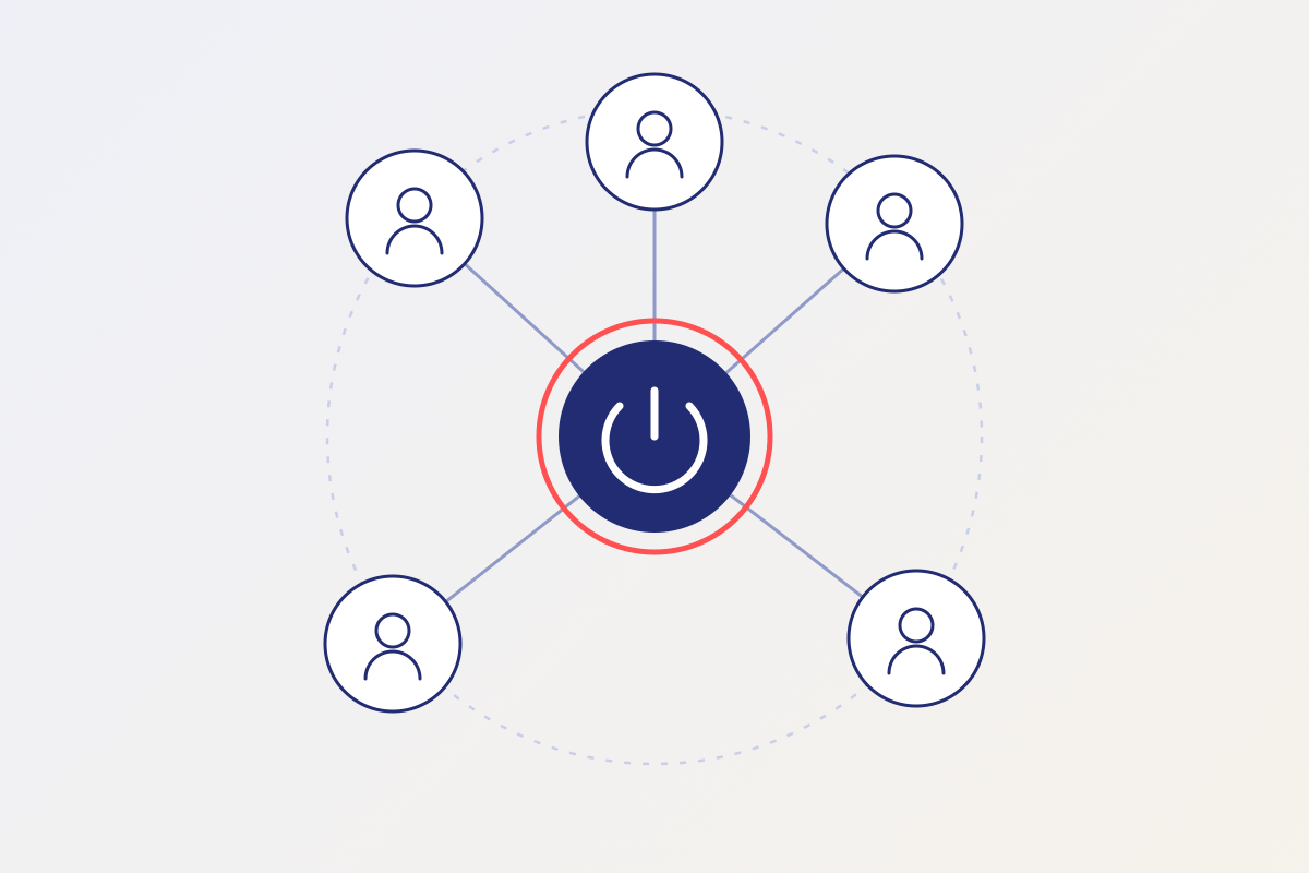Network of people connected through one central off switch